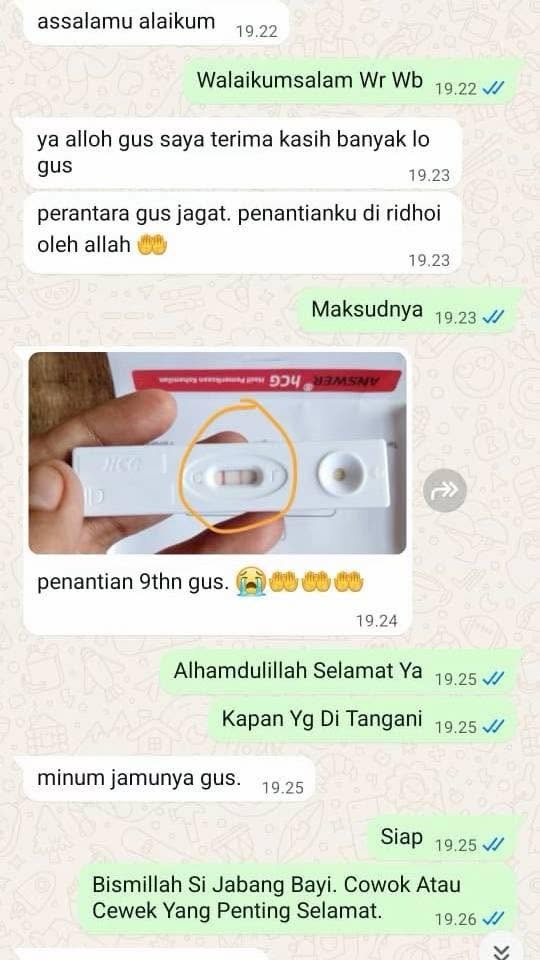 Bukti Testimoni WhatsApp Promil 9 Tahun Garis Dua Hamil Positif